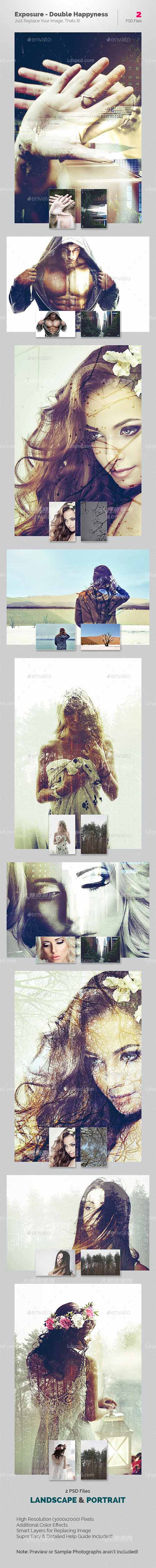 Double Exposure Double Happiness,图片艺术效果模板(双重曝光)